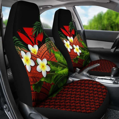 Kanaka Maoli (Hawaiian) Car Seat Covers Polynesian Plumeria Banana Leaves Red 2 174914 - YourCarButBetter