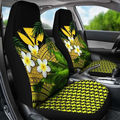 Kanaka Maoli (Hawaiian) Car Seat Covers Polynesian Plumeria Banana Leaves Yellow 2 174914 - YourCarButBetter