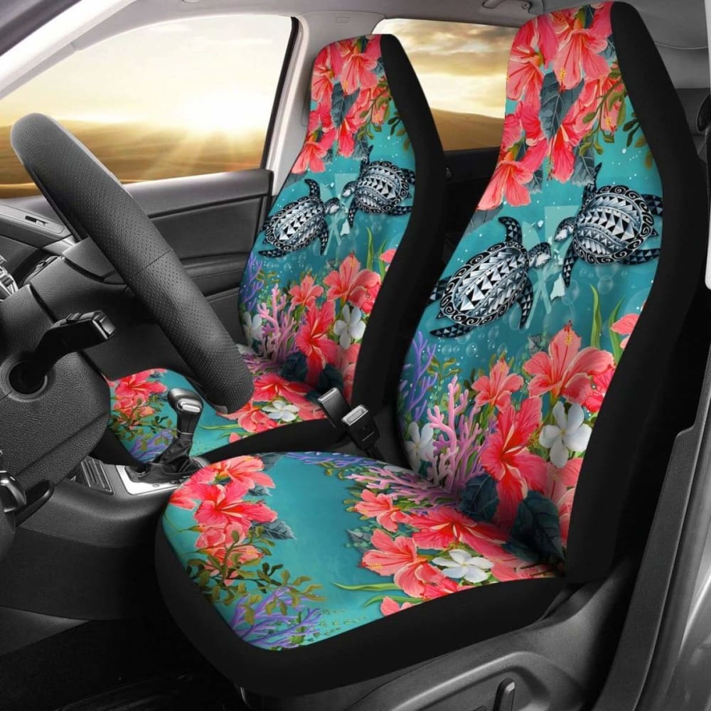 Kanaka Maoli (Hawaiian) Car Seat Covers - Polynesian Turtle Hibiscus And Seaweed Amazing 091114 - YourCarButBetter