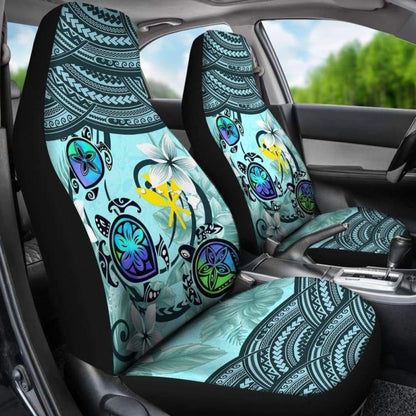 Kanaka Maoli (Hawaiian) Car Seat Covers - Polynesian Turtle Plumeria Blue Amazing 091114 - YourCarButBetter