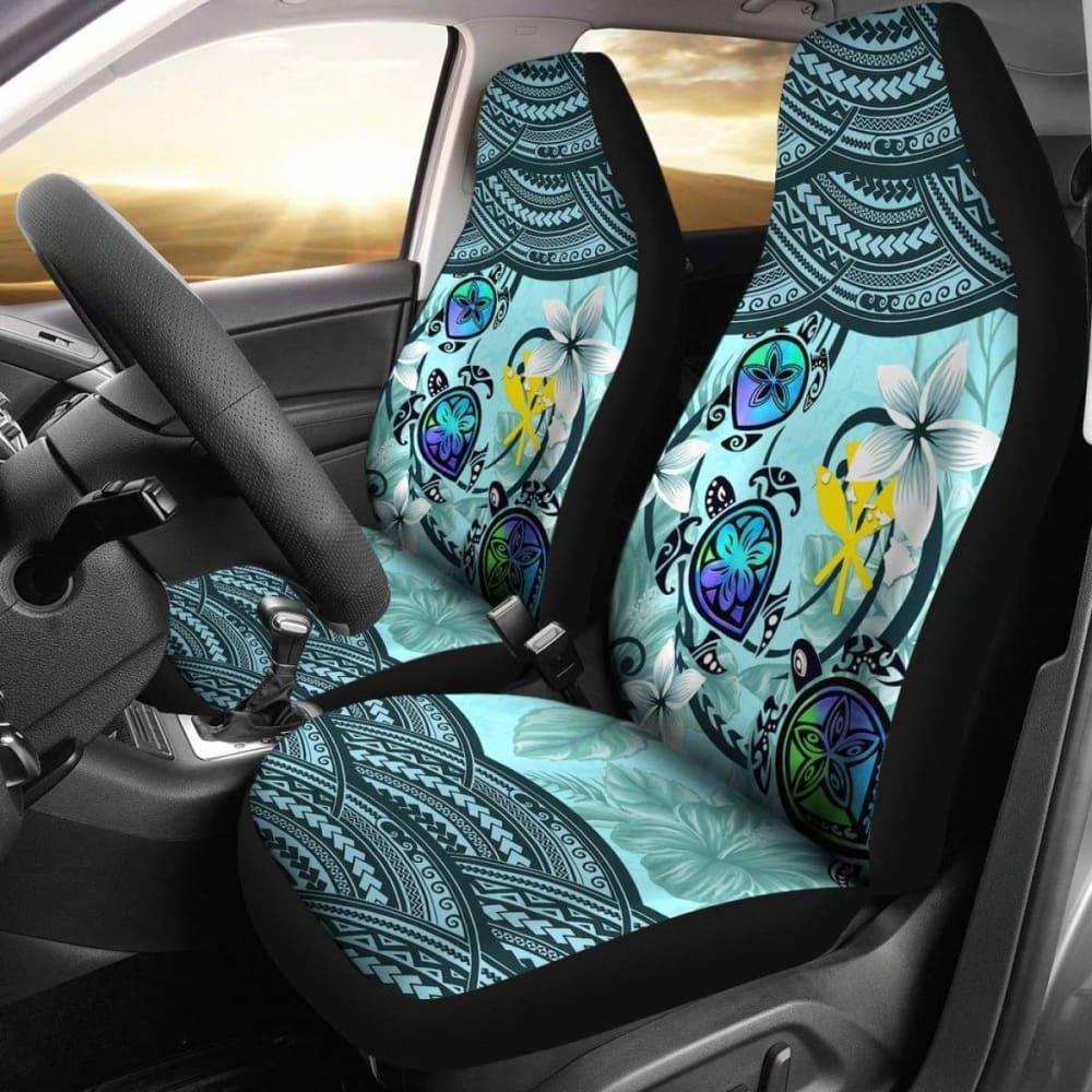 Kanaka Maoli (Hawaiian) Car Seat Covers - Polynesian Turtle Plumeria Blue Amazing 091114 - YourCarButBetter
