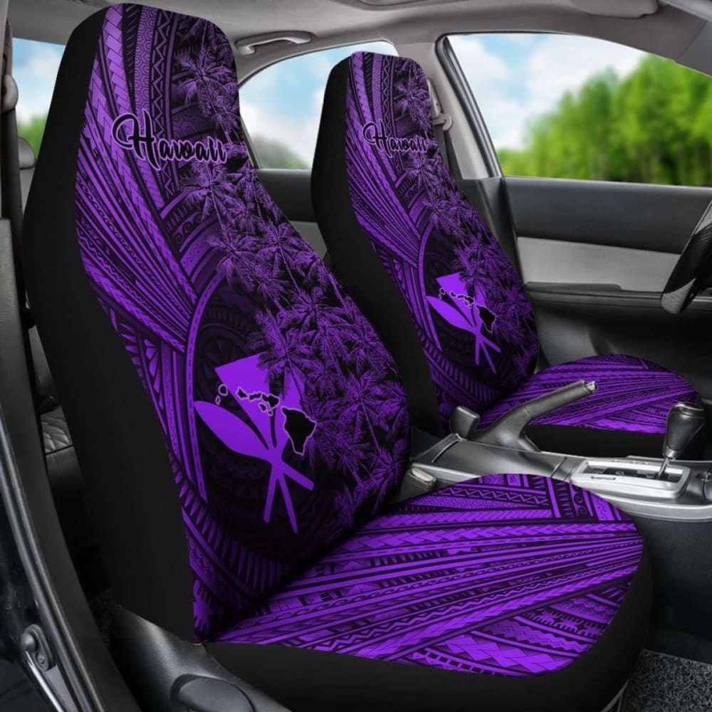 Kanaka Maoli (Hawaiian) Car Seat Covers Purple Polynesian With Coconut Tree 105905 - YourCarButBetter