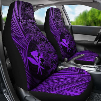Kanaka Maoli (Hawaiian) Car Seat Covers Purple Polynesian With Coconut Tree 105905 - YourCarButBetter