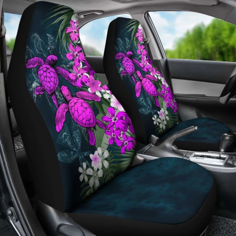 Kanaka Maoli (Hawaiian) Car Seat Covers - Sea Turtle Tropical Hibiscus And Plumeria Purple Amazing 091114 - YourCarButBetter