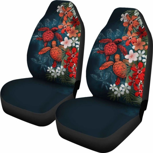 Kanaka Maoli (Hawaiian) Car Seat Covers - Sea Turtle Tropical Hibiscus And Plumeria Red Amazing 091114 - YourCarButBetter