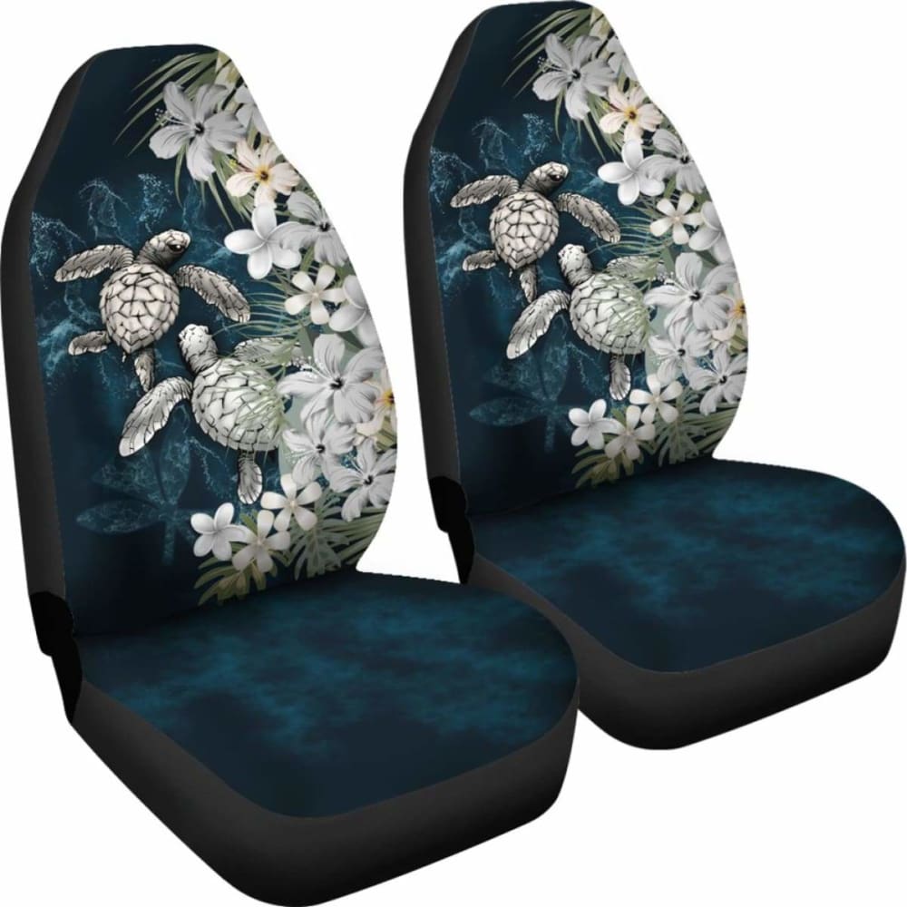 Kanaka Maoli (Hawaiian) Car Seat Covers - Sea Turtle Tropical Hibiscus And Plumeria White Amazing 091114 - YourCarButBetter