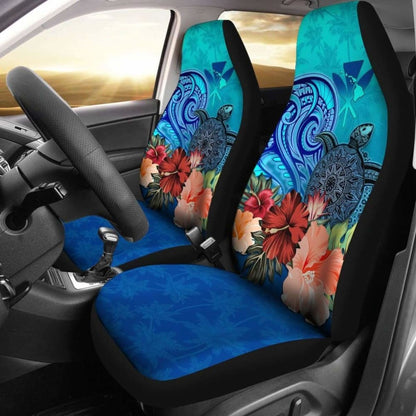 Kanaka Maoli (Hawaiian) Car Seat Covers Turtle With Hibiscus 091114 - YourCarButBetter
