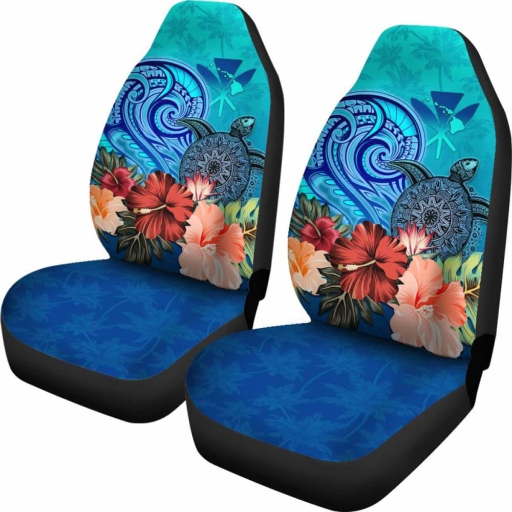Kanaka Maoli (Hawaiian) Car Seat Covers Turtle With Hibiscus 091114 - YourCarButBetter