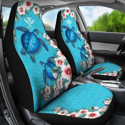 Kanaka Maoli Hawaiian Hibiscus Turtle Of Blue Car Seat Covers 210803 - YourCarButBetter