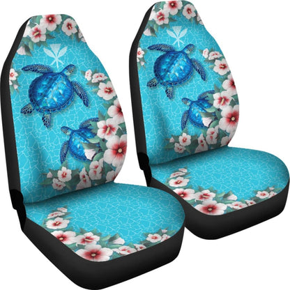 Kanaka Maoli Hawaiian Hibiscus Turtle Of Blue Car Seat Covers 210803 - YourCarButBetter