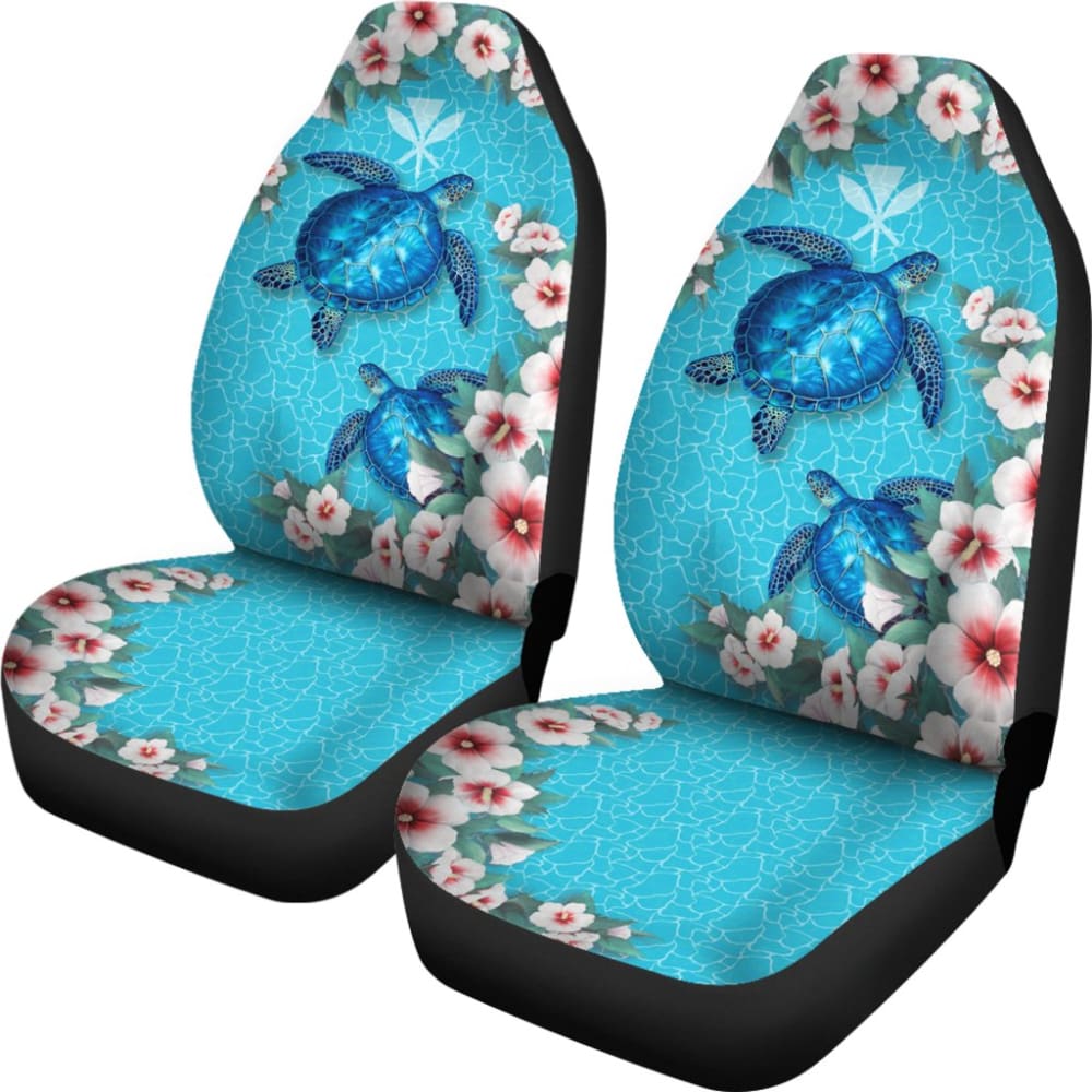 Kanaka Maoli Hawaiian Hibiscus Turtle Of Blue Car Seat Covers 210803 - YourCarButBetter