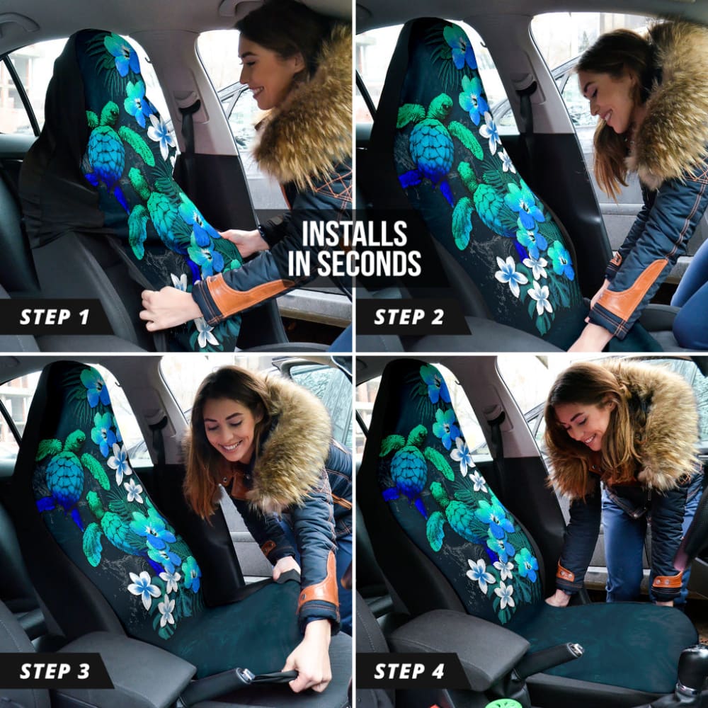 Kanaka Maoli Hawaiian Sea Turtle Tropical Hibiscus And Plumeria Car Seat Covers 210301 - YourCarButBetter