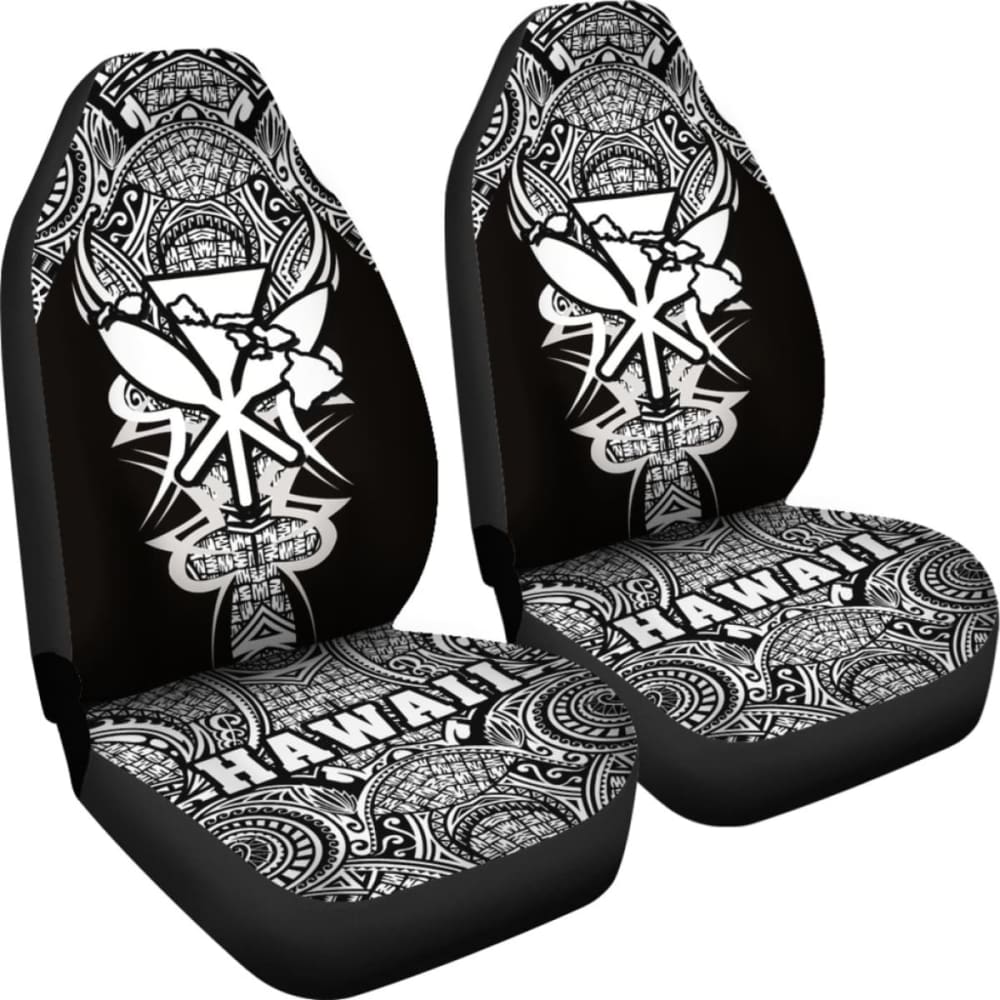 Kanaka Map Polynesian Car Seat Cover - White - Armor Style - Amazing 105905 - YourCarButBetter