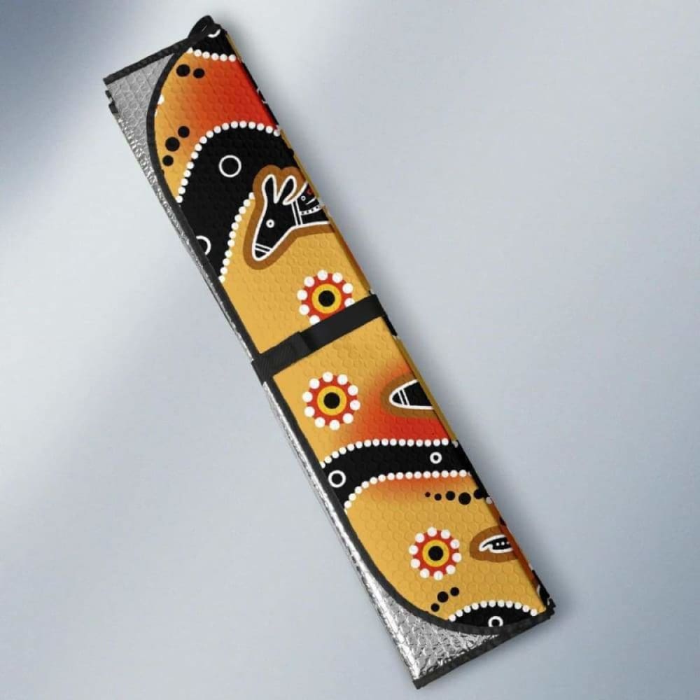Kangaroo Australian Aboriginal Art Pattern Car Auto Sun Shades 094201 - YourCarButBetter