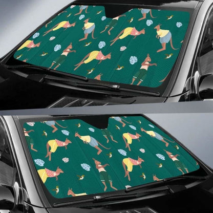 Kangaroo Leaves Pattern Car Auto Sun Shades 182102 - YourCarButBetter