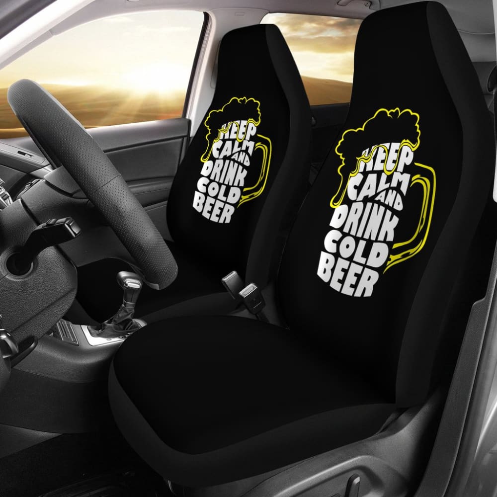 Keep Calm And Drink Cold Beer Car Seat Covers 210206 - YourCarButBetter