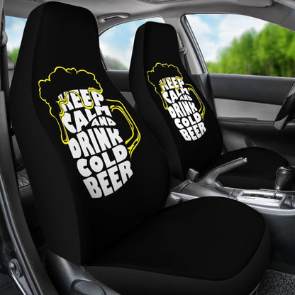 Keep Calm And Drink Cold Beer Car Seat Covers 210206 - YourCarButBetter