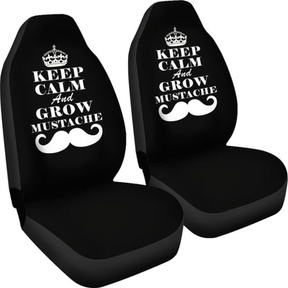 Keep Calm and Grow Mustache Amazing Gift Idea Car Seat Covers 210305 - YourCarButBetter