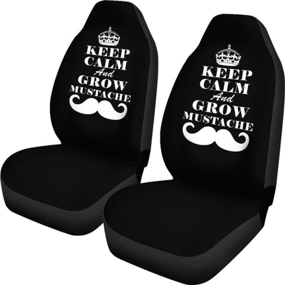 Keep Calm and Grow Mustache Amazing Gift Idea Car Seat Covers 210305 - YourCarButBetter