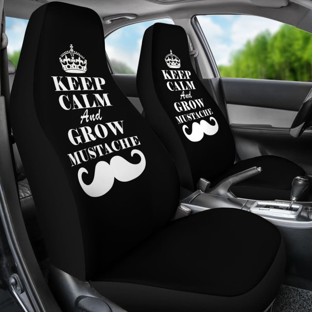 Keep Calm and Grow Mustache Amazing Gift Idea Car Seat Covers 210305 - YourCarButBetter