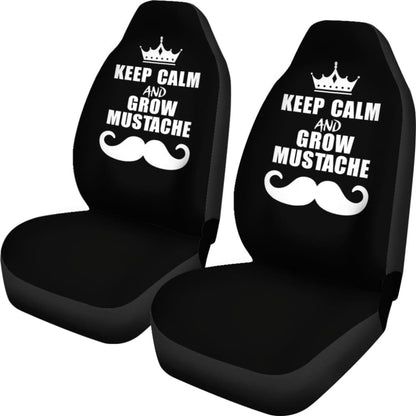 Keep Calm and Grow Mustache Car Seat Covers 210305 - YourCarButBetter