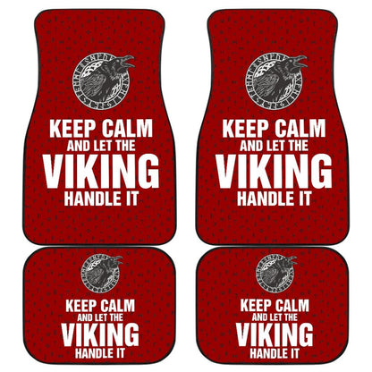 Keep Calm And Let The Viking Handle It Viking Crow Runes Car Floor Mats 210803 - YourCarButBetter