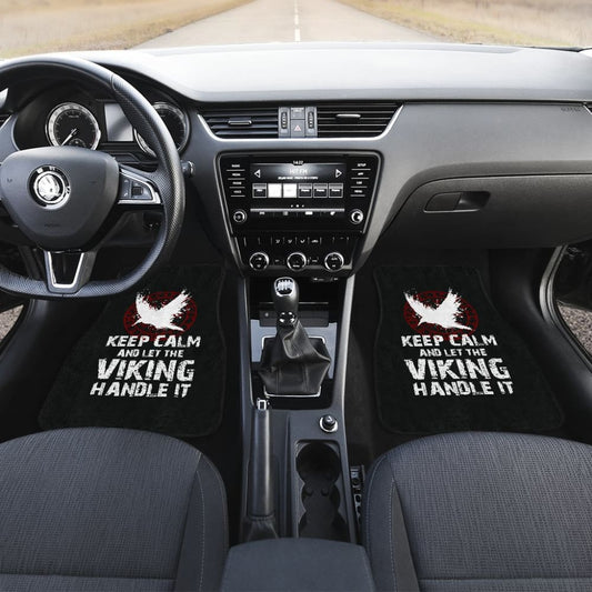 Keep Calm And Let The Viking Handle It Vegvisir The Runic Compass Car Floor Mats 210803 - YourCarButBetter