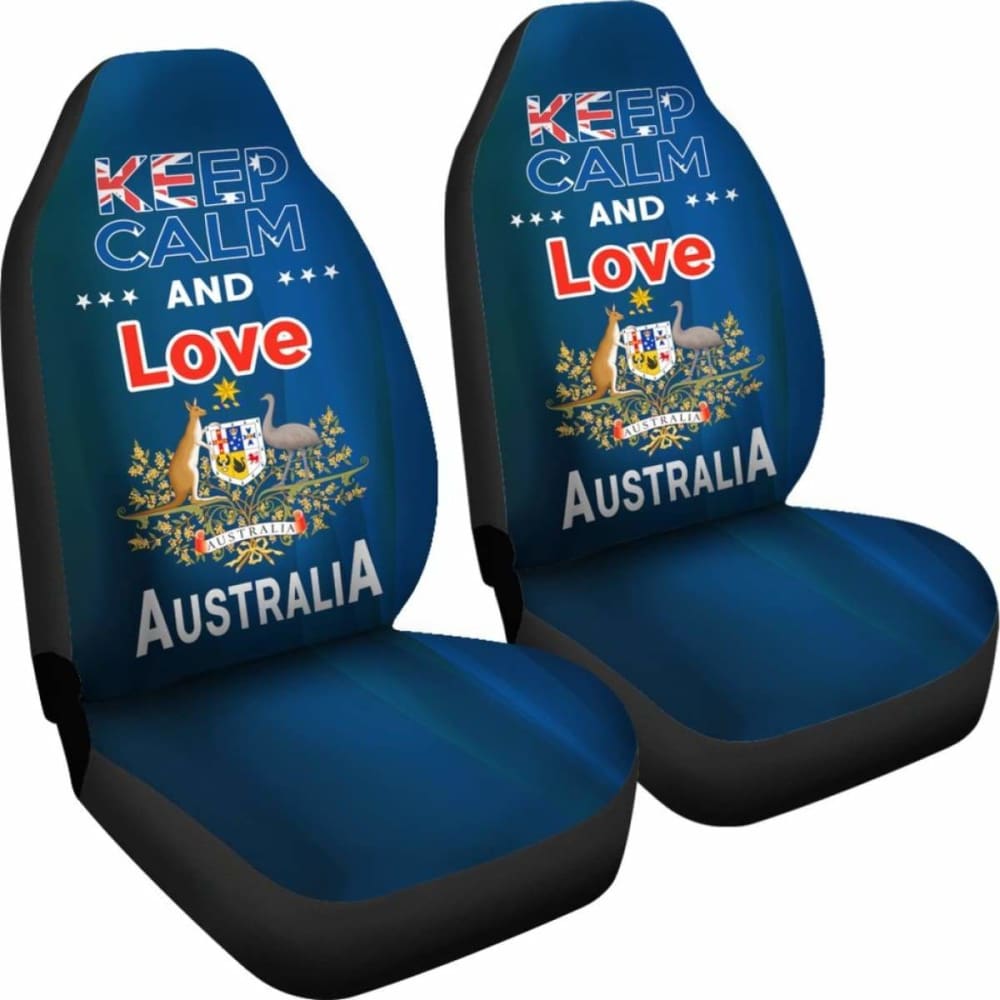 Keep Calm And Love Australia Car Seat Covers Version Blue 2 163730 - YourCarButBetter