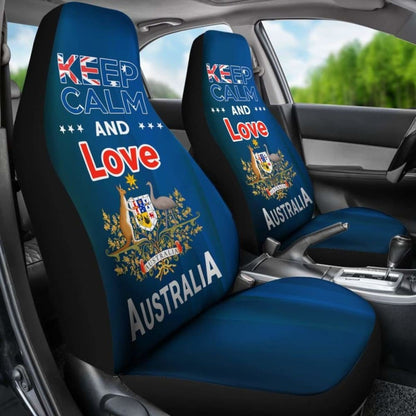 Keep Calm And Love Australia Car Seat Covers Version Blue 2 163730 - YourCarButBetter