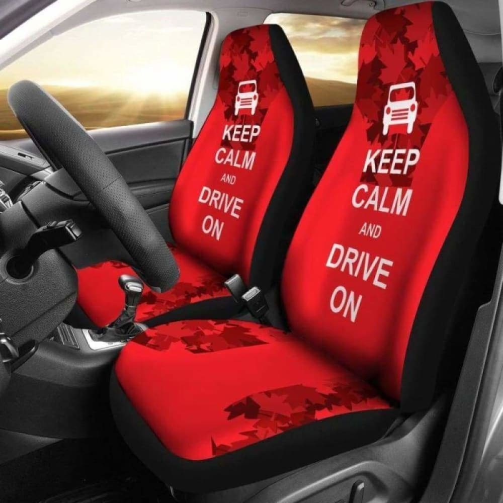 Keep Calm - Canada Maple Leaf Car Seat Covers 12 174914 - YourCarButBetter