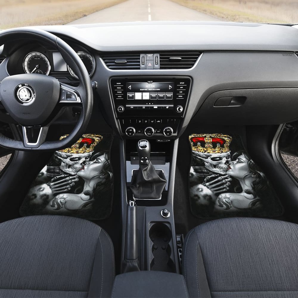King Kiss Skull Car Floor Mats 213101 - YourCarButBetter
