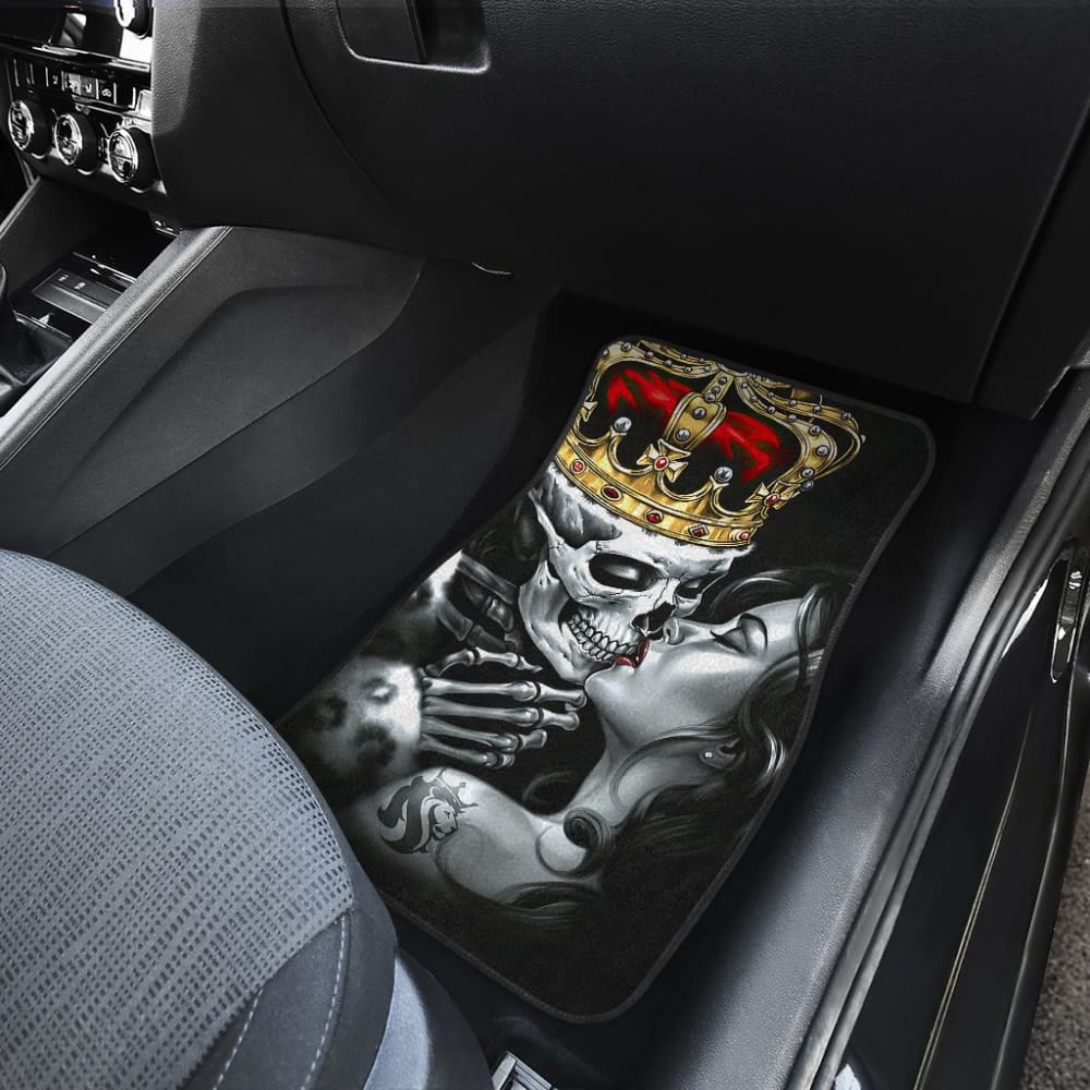 King Kiss Skull Car Floor Mats 213101 - YourCarButBetter