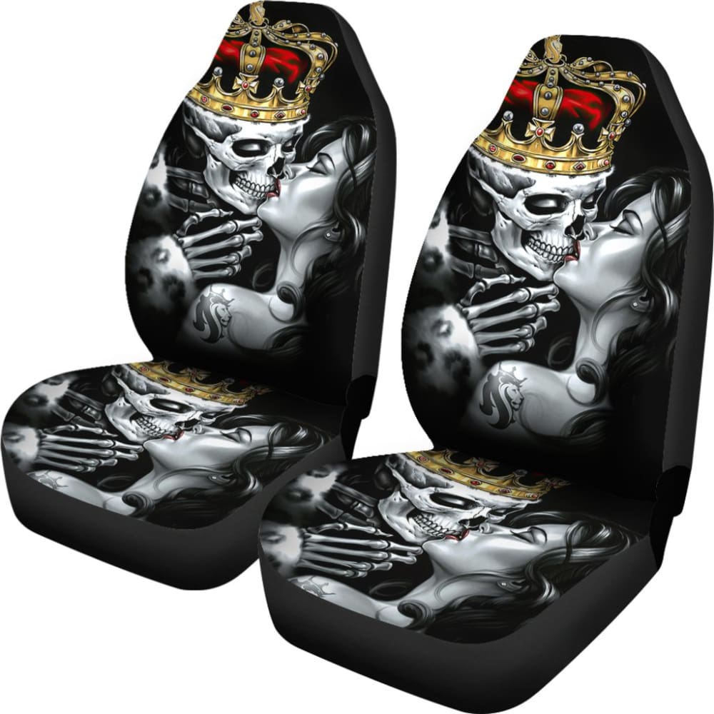 King Kiss Skull Car Seat Covers 213101 - YourCarButBetter