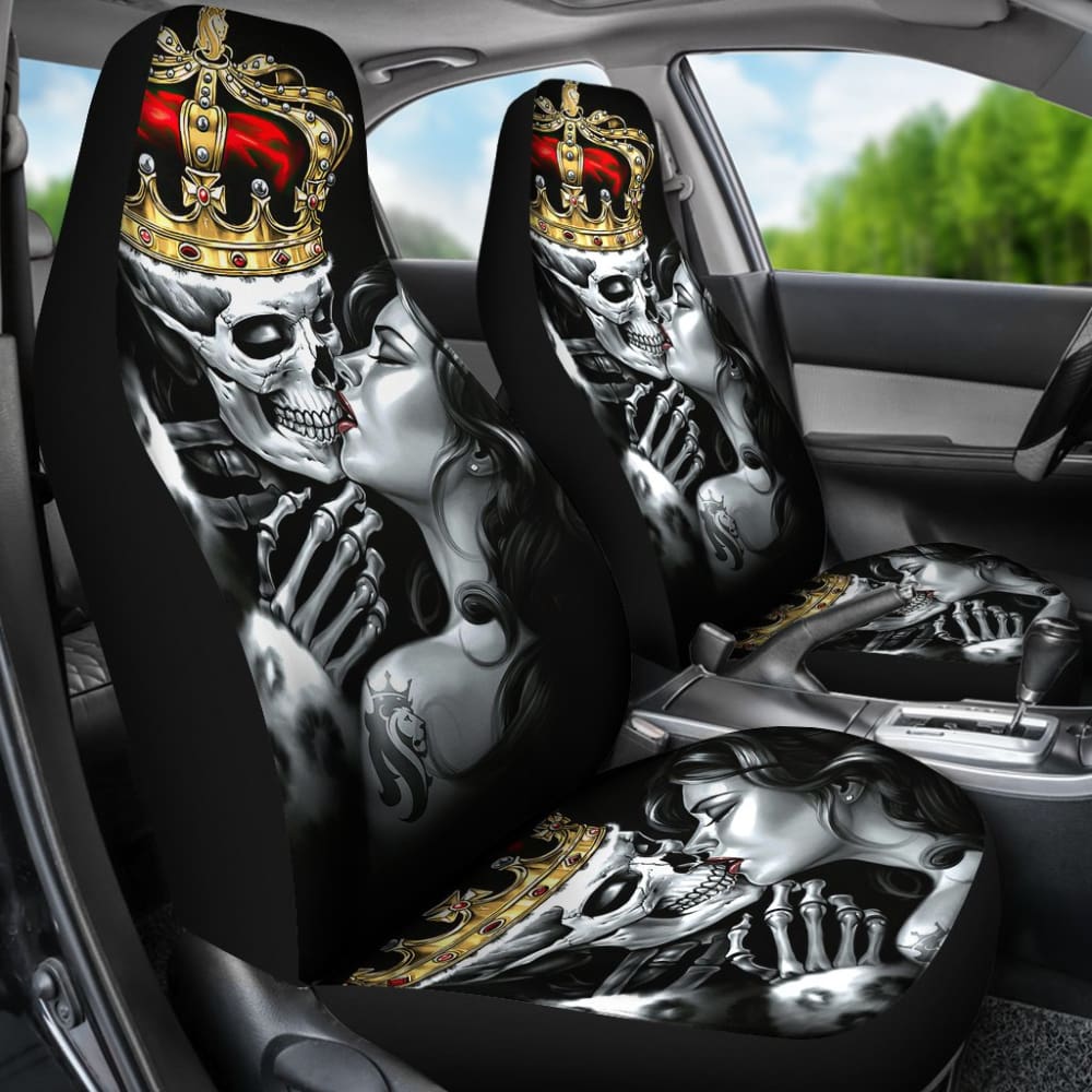 King Kiss Skull Car Seat Covers 213101 - YourCarButBetter
