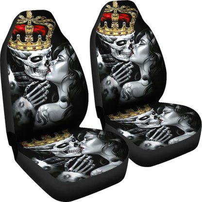 King Kiss Skull Car Seat Covers 213101 - YourCarButBetter