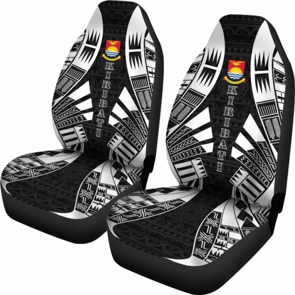 Kiribati Car Seat Covers - Kiribati Coat Of Arms Polynesian Tattoo Black - 9 174914 - YourCarButBetter