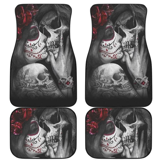 Kissing Skeleton Sugar Skull Gothic Calavera Car Floor Mats 210301 - YourCarButBetter