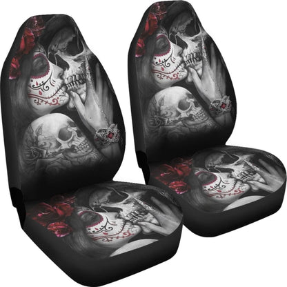 Kissing Skeleton Sugar Skull Gothic Calavera Car Seat Covers 210301 - YourCarButBetter