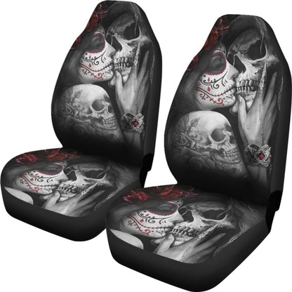 Kissing Skeleton Sugar Skull Gothic Calavera Car Seat Covers 210301 - YourCarButBetter