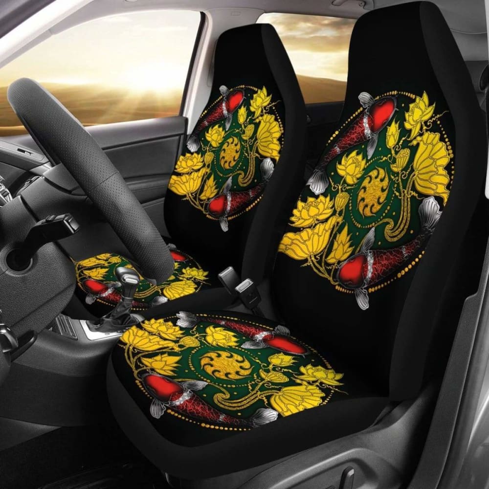 Koi Fish Car Seat Covers - Lotus Koi Fish Yin Yang - 154230 - YourCarButBetter