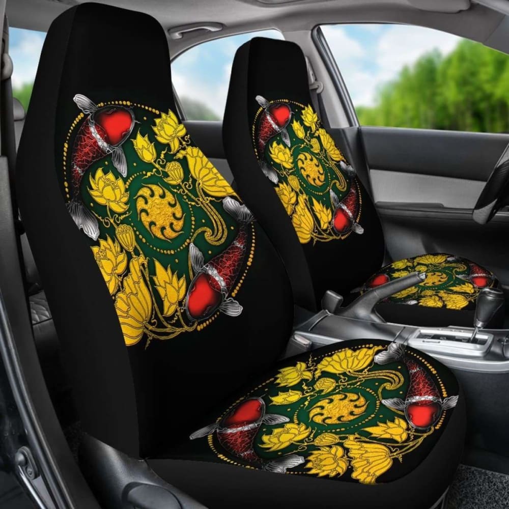 Koi Fish Car Seat Covers - Lotus Koi Fish Yin Yang - 154230 - YourCarButBetter
