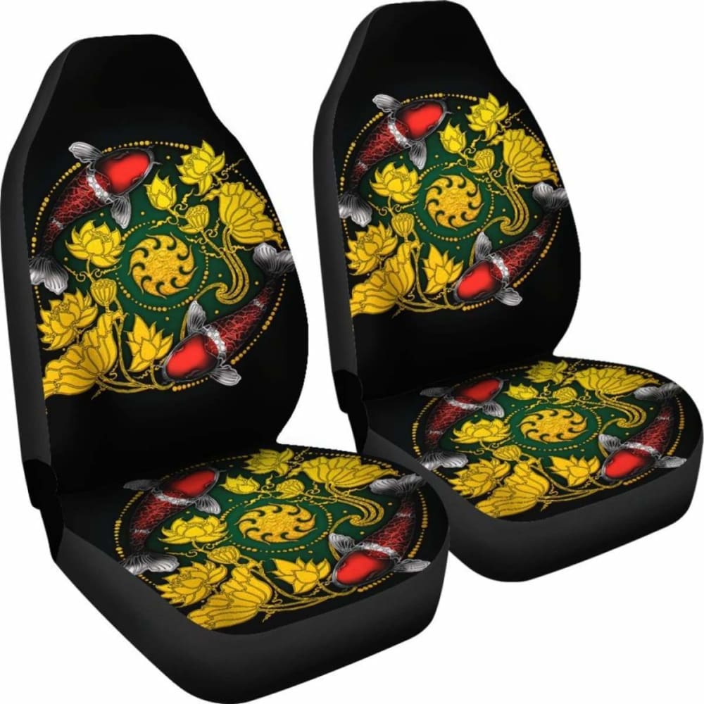 Koi Fish Car Seat Covers - Lotus Koi Fish Yin Yang - 154230 - YourCarButBetter
