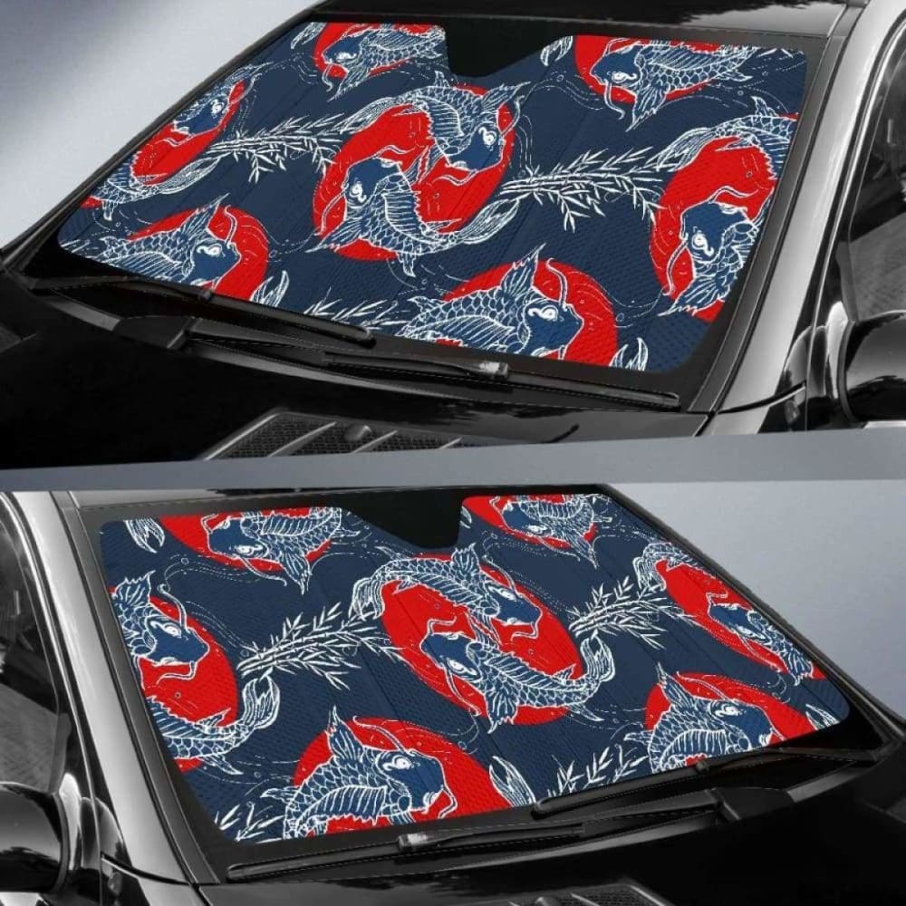 Koi Fish Carp Fishs Hand Drawn Japanese Art Car Auto Sun Shades 104020 - YourCarButBetter