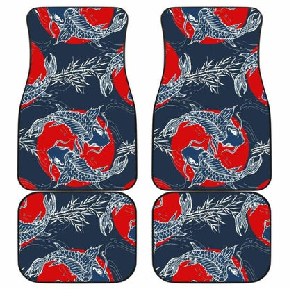 Koi Fish Carp Fishs Hand Drawn Japanese Art Front And Back Car Mats 154230 - YourCarButBetter