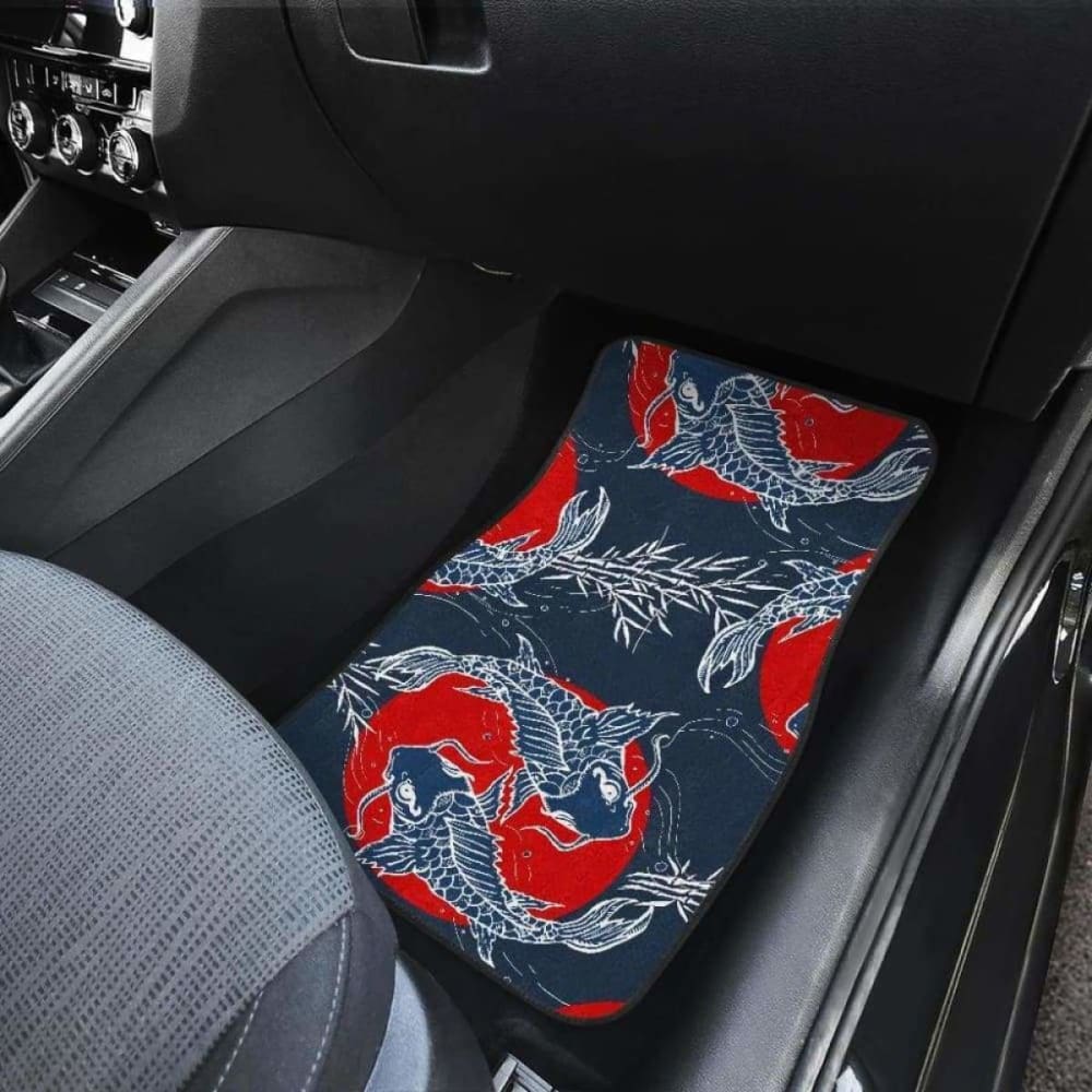Koi Fish Carp Fishs Hand Drawn Japanese Art Front And Back Car Mats 154230 - YourCarButBetter