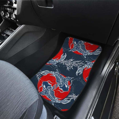 Koi Fish Carp Fishs Hand Drawn Japanese Art Front And Back Car Mats 154230 - YourCarButBetter