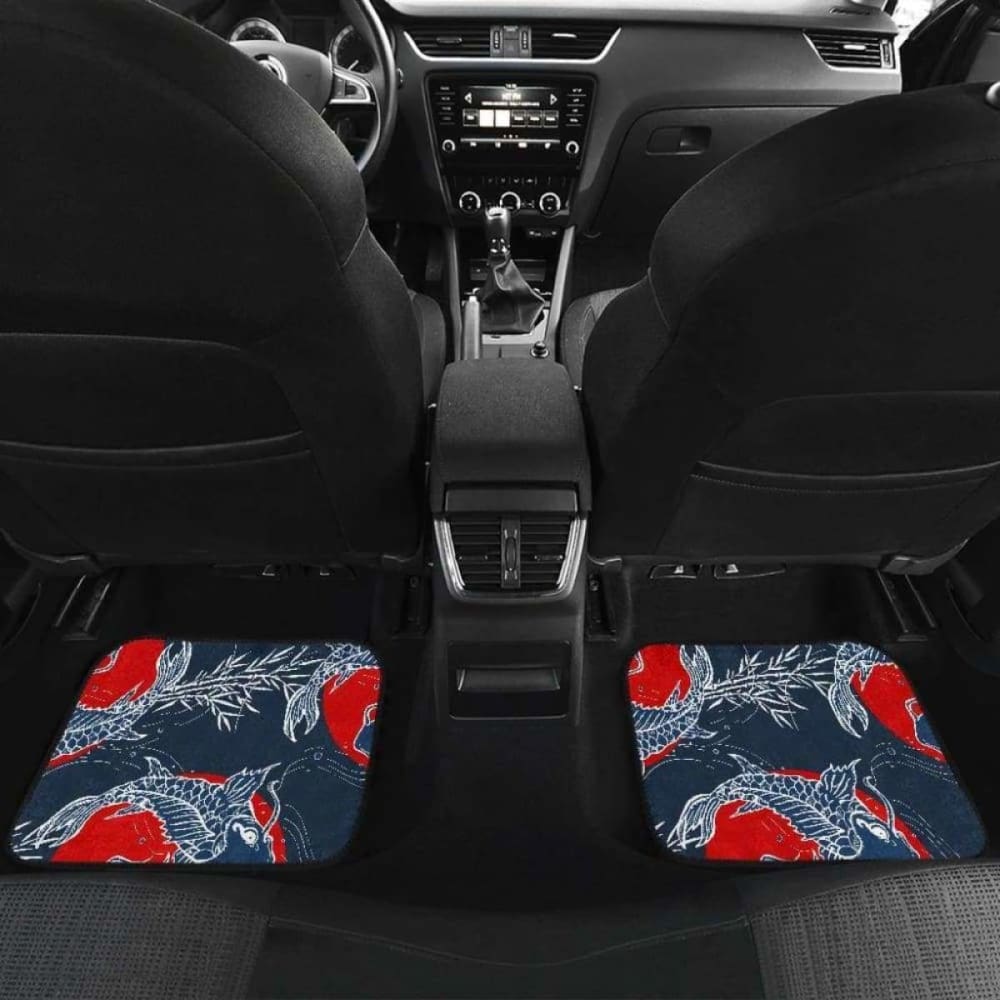 Koi Fish Carp Fishs Hand Drawn Japanese Art Front And Back Car Mats 154230 - YourCarButBetter