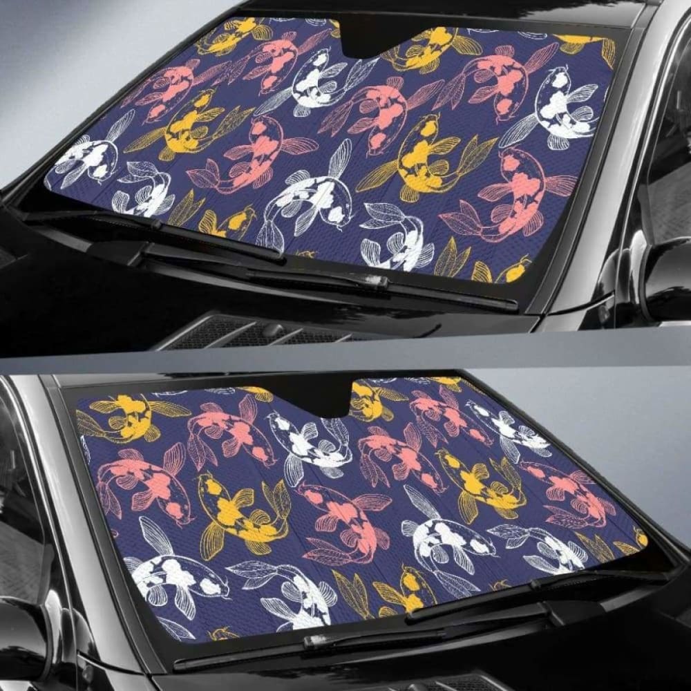 Koi Fish Carp Fish Pattern Car Auto Sun Shades 104020 - YourCarButBetter