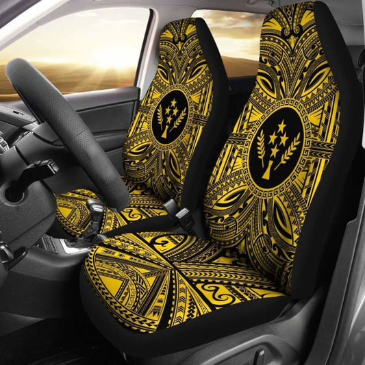 Kosrae Car Seat Cover - Kosrae Coat Of Arms Polynesian Gold Black 105905 - YourCarButBetter