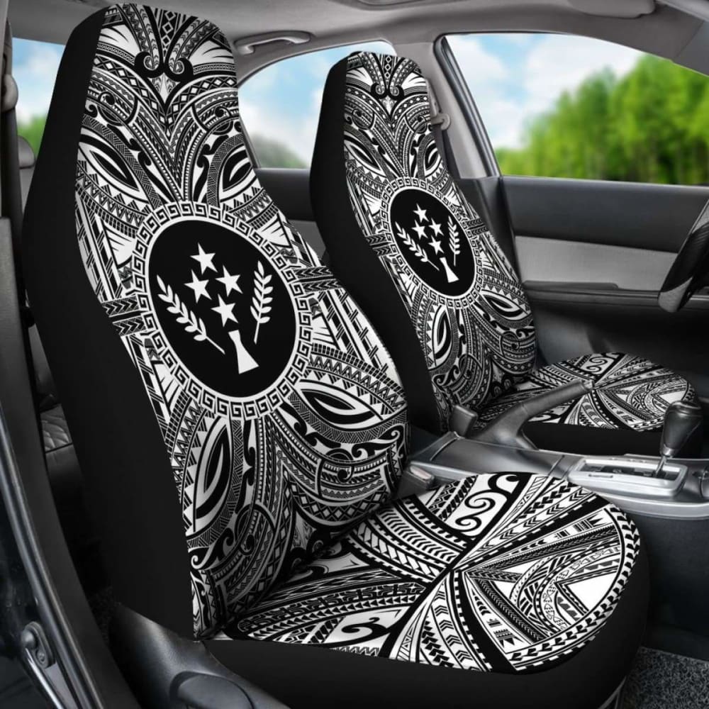 Kosrae Car Seat Cover - Kosrae Coat Of Arms Polynesian White Black 105905 - YourCarButBetter